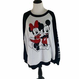 Disney Women's M Medium Crewneck Sweater Mickey and Minnie Long Sleeves